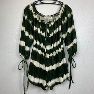 AUDREY 3+1  Tie Dye White Green Romper Size M